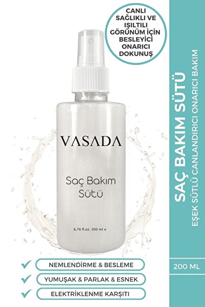 Vasada Saç Bakım Sütü Keratin Kolajen Biotin ve Eşek Sütü Katkılı 200 ml