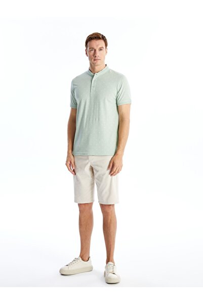 LC Waikiki Pique vzorované pánské tričko s vysokým límcem - krátký rukáv