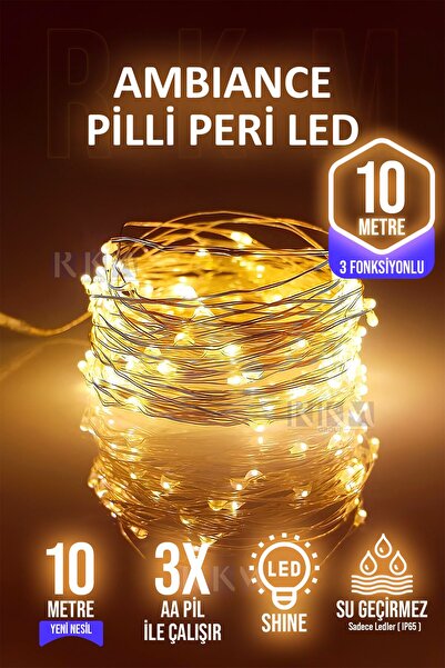 rkm store 10 Metre Gün Işığı 3 Foksiyonlu Peri Led Aydınlatma Dekoratif Anima...