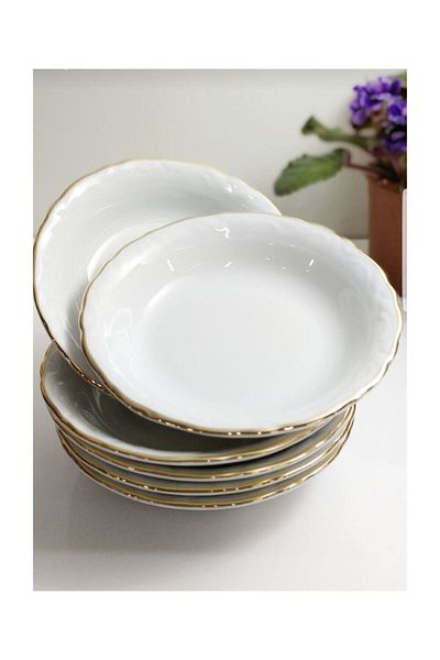 Porland 6-Piece Gilded Porcelain Pit Plate 19 cm