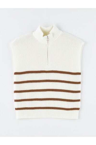 LC Waikiki Striped Oversize Women's Knitwear Sweater - Crew Neck