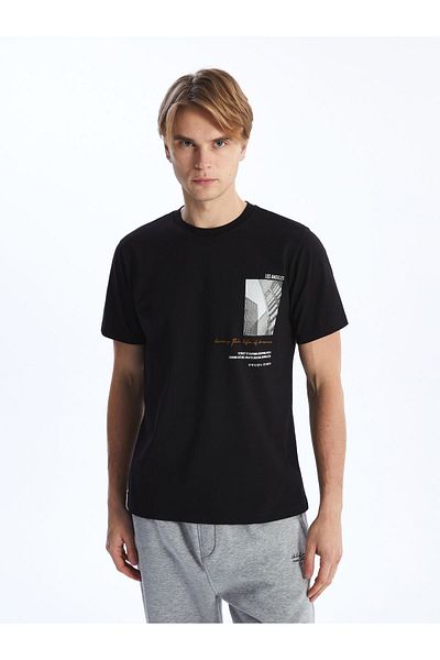 LC Waikiki Bedrucktes Herren-T-Shirt aus gekämmter Baumwolle – Rundhalsausschnitt, kurze Ärmel