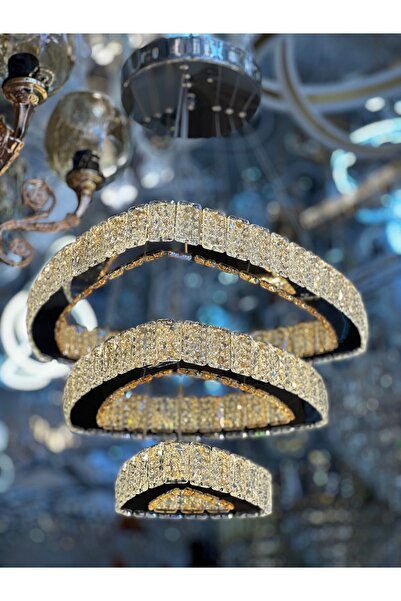 ASLİ AYDINLATMA 2024 MODEL LEDLİ 3KAT SARKIT KRİSTAL AVİZE 3 RENK SEÇENEĞİ