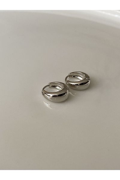 Freyja Aksesuar Classic Curved Silver Hoop Earrings No:1 Xuping