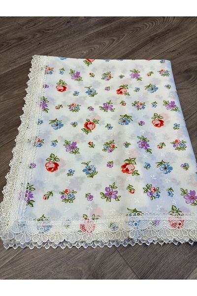 Dantelux Stain-Proof White Rose Patterned Table Cloth, Picnic Cloth, Table Cloth