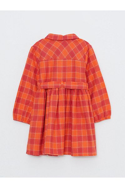 LC Waikiki Baby-Mädchenkleid mit Karomuster – Hemdkragen, lange Ärmel