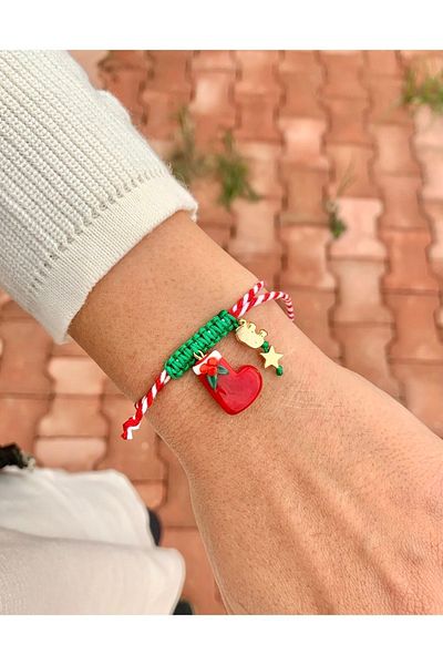 Atelier Çağla Red White Socks Elephant Horseshoe New Year/New Year Marteniçka Lucky Bracelet