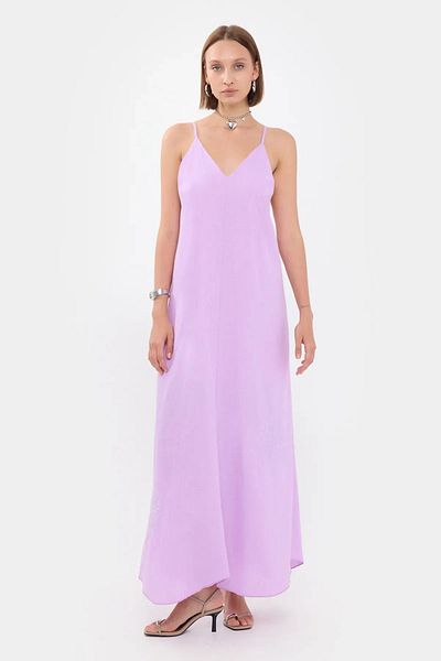 Hiccup Flower Detailed Strapless V-Neck Maxi Dress