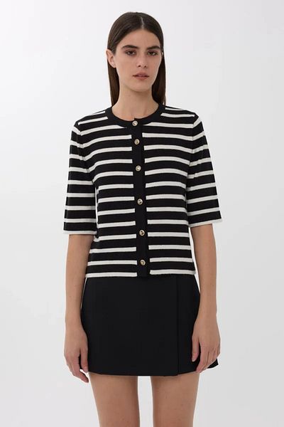 Hiccup Cardigan cu mânecă scurtă cu nasturi în dungi