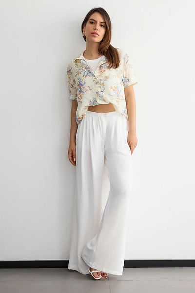 Hiccup Cămașă crop cu mânecă scurtă din organza florală