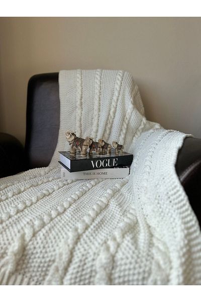 Sheilar Hairy Brass Knitted TV Blanket Sofa Shawl
