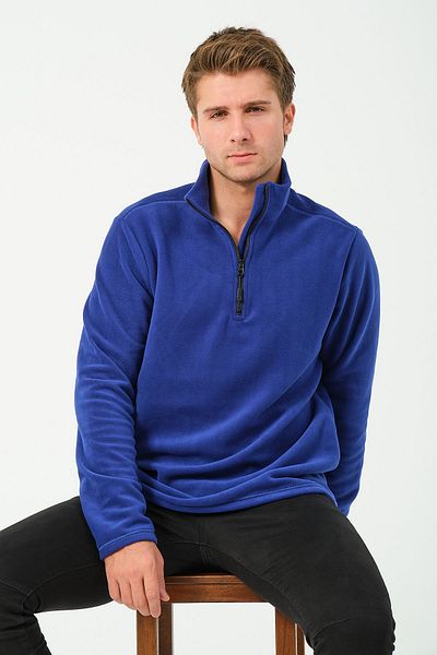 vawensea Men's Half Zippered Stand Collar Non Pilling Polar Blue
