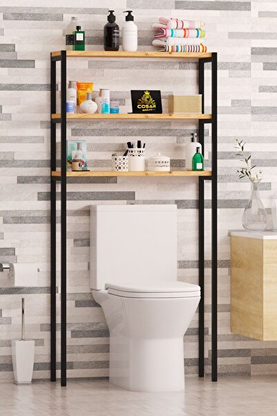 Elit Ceviz Renk Wc Arkası Klozet Rafı