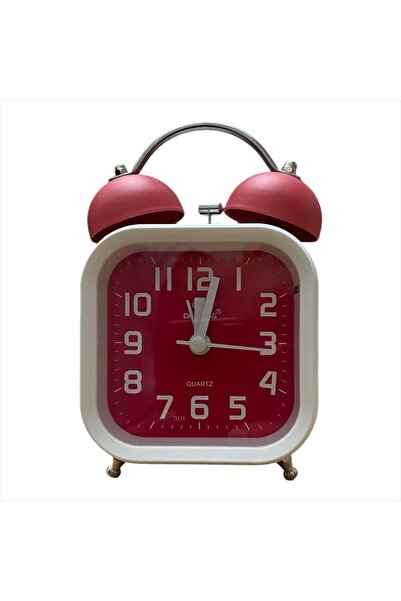 Ötünç Dekoratif Kare Çalar Saat Akar Saniyeli Alarmlı Çift Çanlı Işıklı Ve Se...