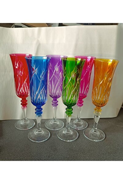 KEVSER GLASS Kristal Paşabahçe 6 Renk Kahve Yanı Sunum