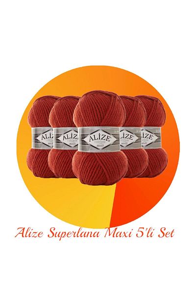Alize Σετ Superlana Maxi 5 - Χοντρό Πλεκτό Χέρι και 36 Κλωστές Μαύρισμα