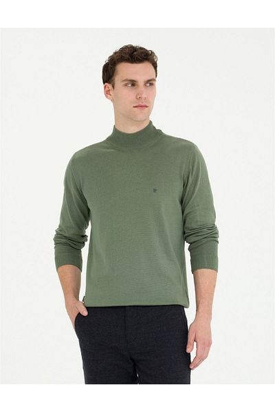 Pierre Cardin Πράσινο Slim Fit Half Fisherman Basic Knitwear Πουλόβερ