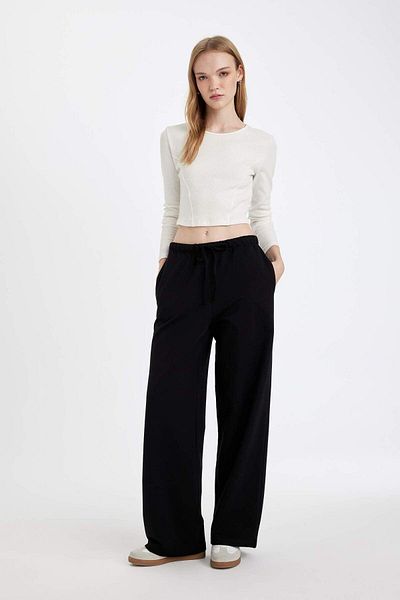 DeFacto Straight Fit Elastic Waist Sweatpants Long Length Basic Straight with Pockets 3182212
