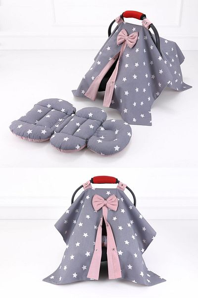 Umaybebek 2-Piece Set of Stroller Cover and Cushion with Lumbar Support