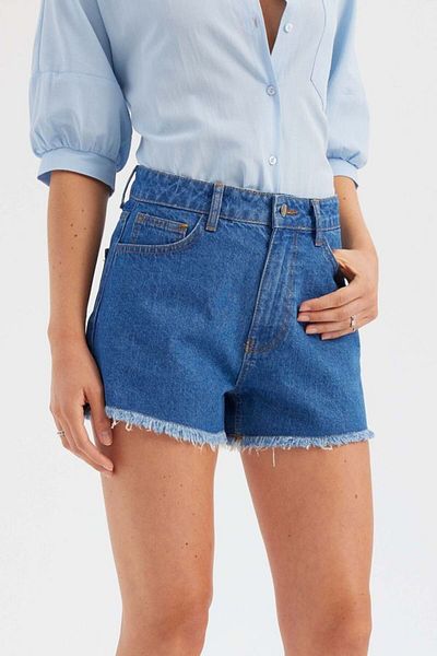 Hiccup Pantaloni scurți din denim de culoare închisă cu talie înaltă