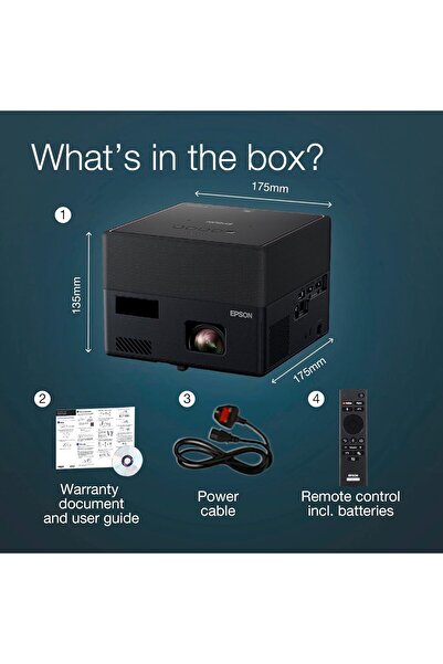 EPSON EpiqVision Mini EF-12 Full HD Streaming Laser Projector 1000 Lumens Black