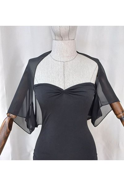 es moda shop Ariane Black Chiffon Short Sleeve Shawl