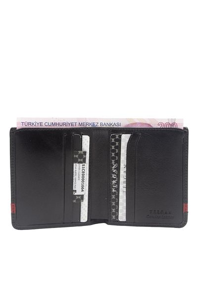 Tergan Men's Leather Wallet 1664I13 - Black/Red