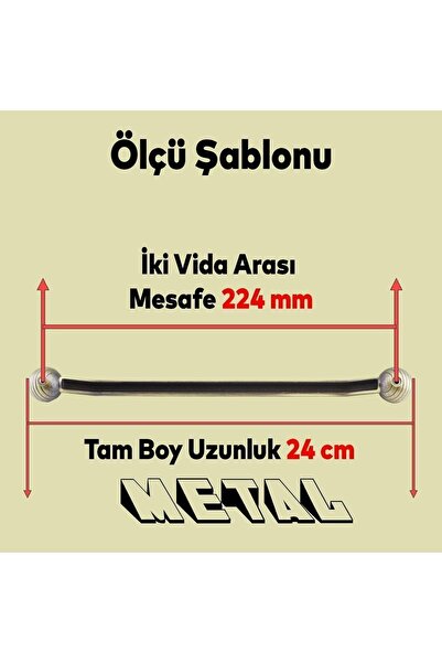 Badem10 Topuz Eskitme Antik Sarı (224 MM-22.4 CM) Metal Mobilya Mutfak Çekmece Dolap Kulpu Kulbu Kulpları