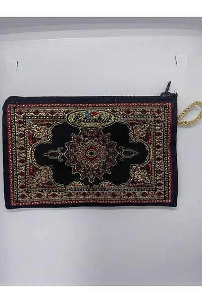GALATA GIFT Traditional Patterned, Red, Black Color, Gold Gilt Zippered Women's Wallet, 16x10cm,