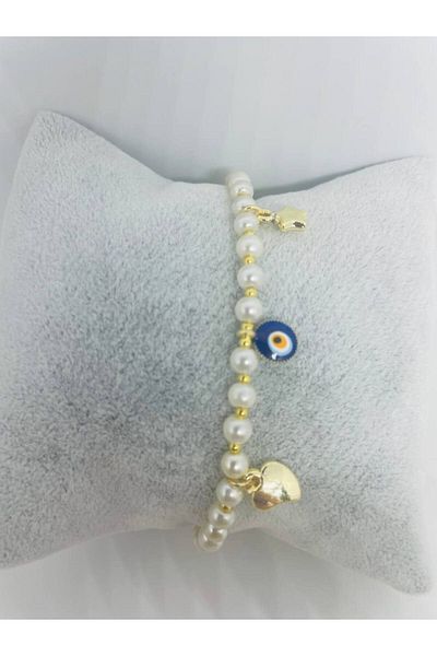 GALATA GIFT Crystal and Evil Eye Bracelet with Bead Detail - Clip
