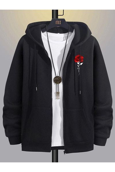 Altamira Unisex Μαύρη Ζακέτα με φερμουάρ με κουκούλα Oversize
