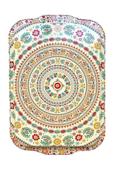 GALATA GIFT Metal Tea and Coffee Tray - Rug Patterned, Stylish Presentation, 32*22cm, Anti-Scratch and Anti-Tarnish