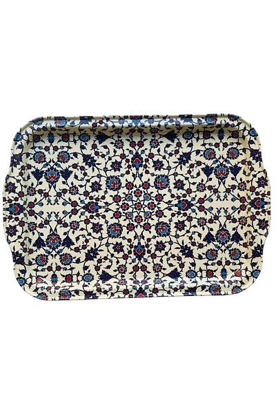 GALATA GIFT 32*22cm Metal Tea Tray - Rug Patterned Stylish Presentation Tray