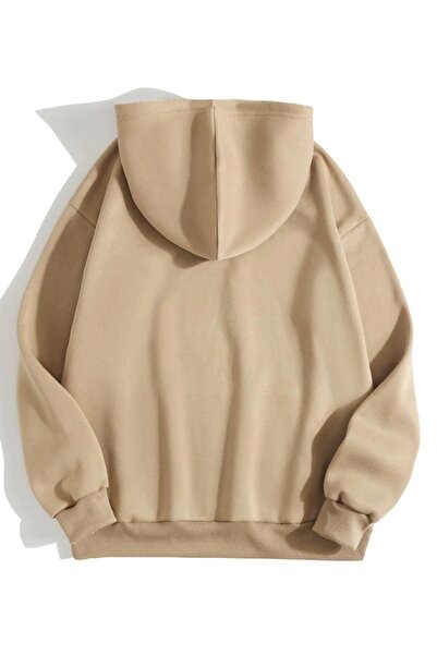 Altamira Φούτερ με κουκούλα Unisex Beige Heart Printed Oversize