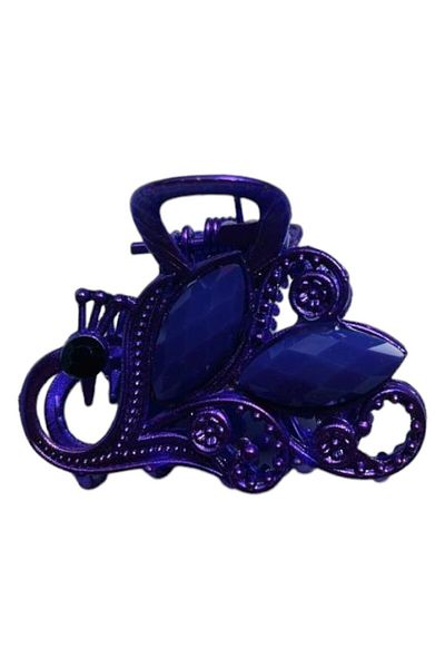 GALATA GIFT Фибичка за коса с форма на лебед, лилава, метална, щипка за коса, щипка за коса със закопчалка, плътна желязна щипка 4 см