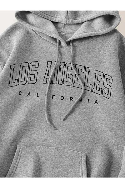 Altamira Hanorac supradimensionat cu glugă, unisex, gri Los Angeles
