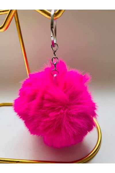 GALATA GIFT Pompom Keychain and Bag Accessory - Soft Furry Car Mirror Ornament