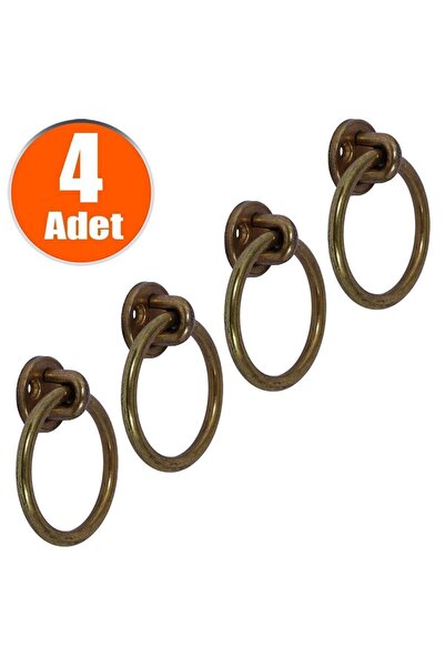 Badem10 Sarkaç Eskitme Antik Sarı Metal Halka (4 ADET) Mobilya Mutfak Çekmece Dolap Kulpu Kulbu Kulpları
