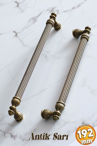 Badem10 Şah 192 Mm Eskitme Antik Sarı Metal Mobilya Mutfak Çekmece Kapak Dolap Dolabı Kulpu Kulbu Kulpları