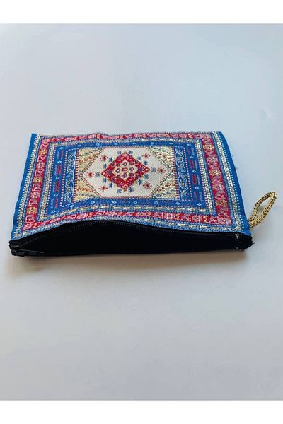GALATA GIFT Traditional Patterned, Istanbul Symbol, Gold Gilded, Handle, Zippered Women's Wallet, 16X10cm