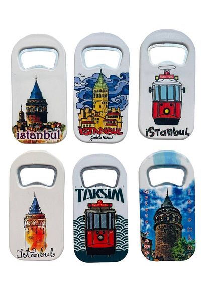 GALATA GIFT 6 deschizători de sticle cu tematică Istanbul și magnet pentru frigider - Deschizător de sifon 9 cm