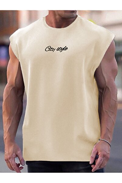 Altamira Ανδρικό μπλουζάκι Beige City Printed Oversize