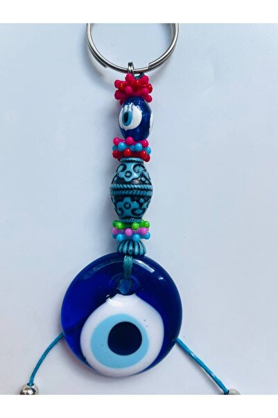 GALATA GIFT سلسلة مفاتيح مكرامية مطرزة بأشكال سمكة مع خرز عين الشر