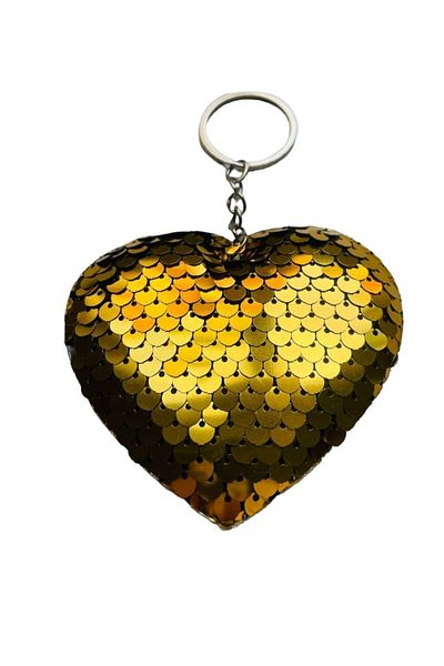 GALATA GIFT Accesoriu pentru geantă din lână cu paiete și breloc inimă de 13 cm