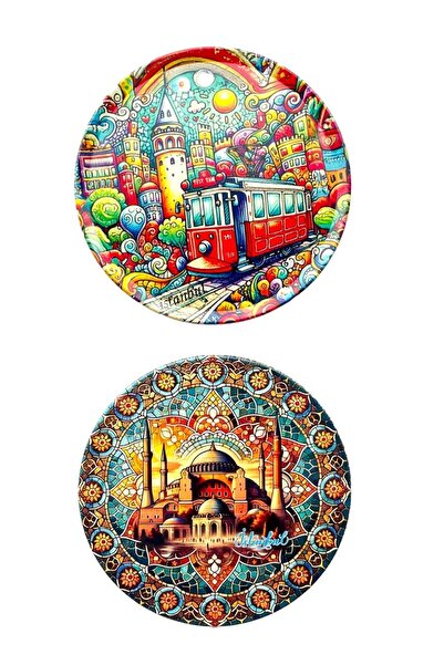 GALATA GIFT 9 سم اسطنبول - طقم قاعدة أكواب بنمط ترام مكون من قطعتين