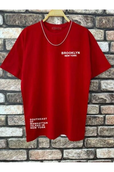 Altamira تيشيرت رجالي مطبوع باللون الأحمر من بروكلين نيويورك