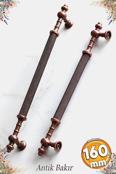 Badem10 Lemn de molid antic cupru antic metal 160 mm mobilier bucătărie sertar dulap dulap mâner mâner