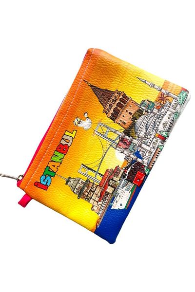 GALATA GIFT Medium Zippered Stylish Women's Wallet - Single Compartment, Sturdy, Evil Eye Bead, Istanbul 18*12cm