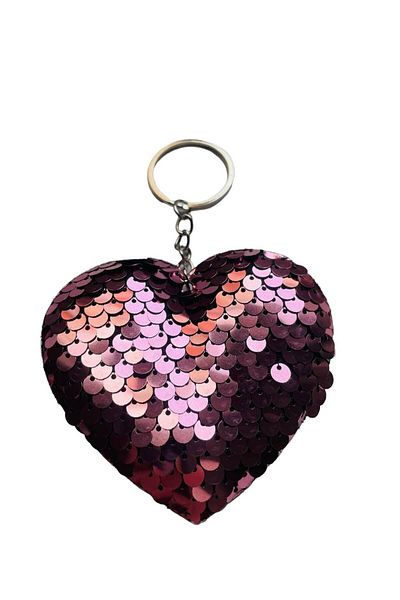GALATA GIFT Μπρελόκ με παγιέτες καρδιά 13 cm - Αξεσουάρ τσάντας με μαλλί εσωτερικά
