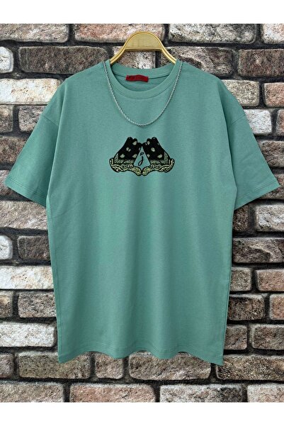 Altamira Ανδρικό μπλουζάκι με πράσινη λεπτομέρεια με στάμπα oversize